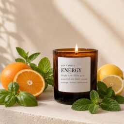Aromatherapy Soy Candles - Hand-Poured, Refill 30Cl Avaialble- 120/180/300/500G- Wood Wick Candle - Perfect Gift-Energy - thumbnail 1