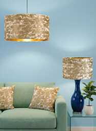 Handmade By Order Luxury Mink Gold Foild Velvet Drum Lamp Shade Pendant Light All Shapes & Sizes Available - thumbnail 1