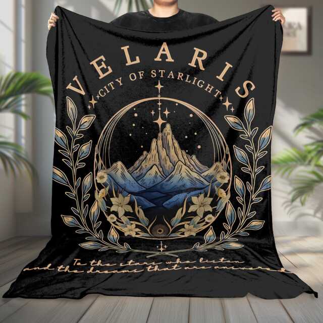 City Of Starlight Fleece Blanket, Acotar Reading Blanket Gift, Gift For Fan, Book Decor - image 1