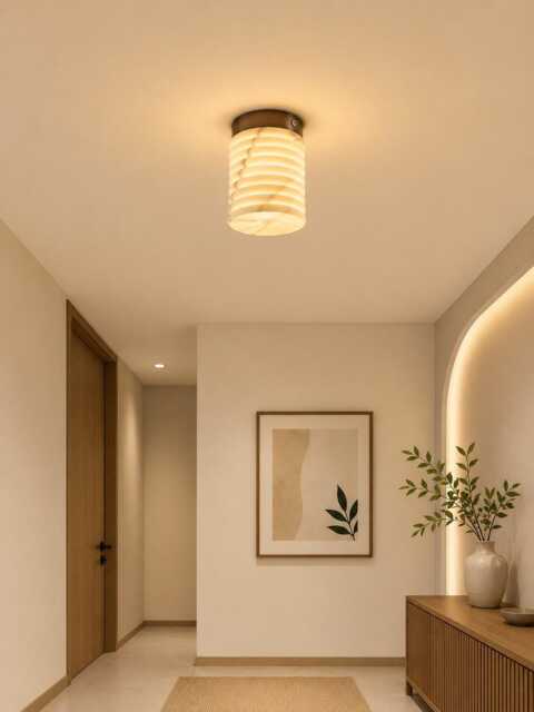 Alabaster Ceiling Light Fixture, Flush Mount Marble Lamp, Luxury Home Decor, Bathroom Hallway Lights Stone - image 1