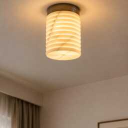 Alabaster Ceiling Light Fixture, Flush Mount Marble Lamp, Luxury Home Decor, Bathroom Hallway Lights Stone - thumbnail 2