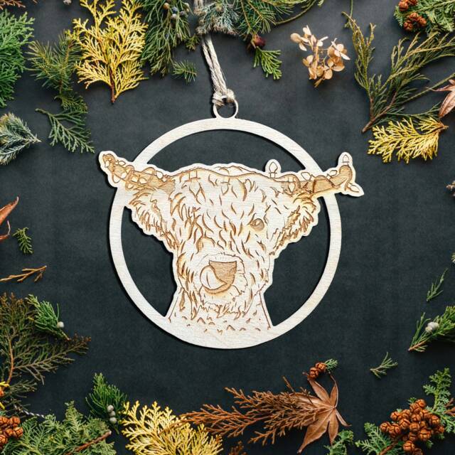 Highland Cow Lasercut Christmas Decoration/Ornament - 90mm