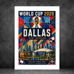 Dallas World Cup 2026 Host City - Football Print Gift Bespoke A5 A4 A3 Framed Or Unframed - thumbnail 2