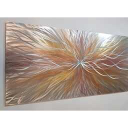 "Modern Abstract Metal Wall Art, Gold Brown Copper Silver, " - thumbnail 1