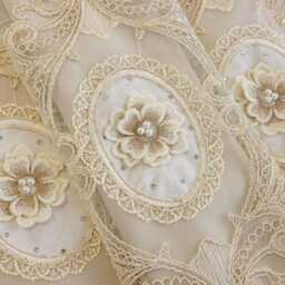 3 Colours Custom Double Layer Curtains With Intricate Lace Floral Embroidery For Living Room - thumbnail 2