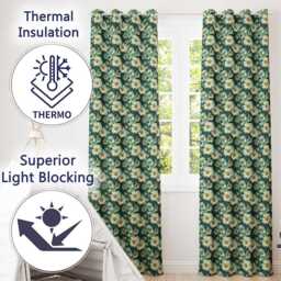 Soft Watercolor Daisy Bloom Seamless Pattern Artistic Floral Background Readymade Eyelet Ring Top Thermal 100% Blackout Curtains - thumbnail 3
