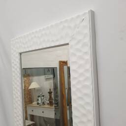 Modern Tall Full Length Wall Mirror White Gloss Finish 3D Carved Wood Frame Bevelled Edge Glass 165x53cm Rectangular Home Interior Decor - thumbnail 4