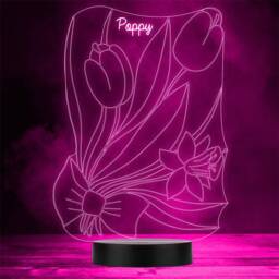 Flowers & Leaves in Bowtie Personalised Gift Colour Change Led Lamp Night Light