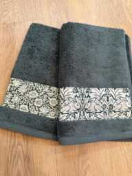 Guest Towel Egyptian Cotton William Morris Fabric Trim/Brother Rabbit Mallow Forest Green Sweet Briar Snakeshead Goldenlily
