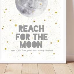 Reach For The Moon Nursery Print, Stars, Inspiring Childrens Art - thumbnail 3