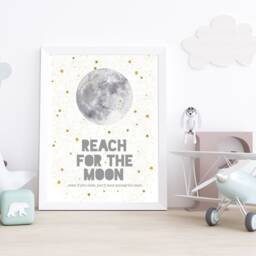 Reach For The Moon Nursery Print, Stars, Inspiring Childrens Art - thumbnail 2