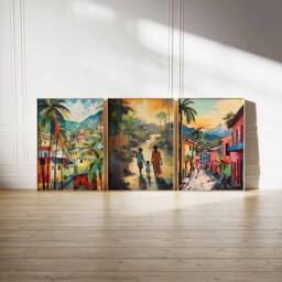 Set Of 3 Haiti Posters, Vintage Haitian Aesthetic Prints, Caribbean Travel Art, Floral Wall Art Poster, Tropical