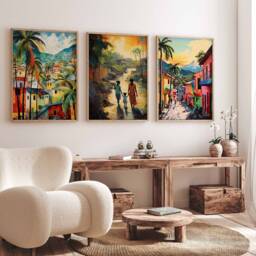 Set Of 3 Haiti Posters, Vintage Haitian Aesthetic Prints, Caribbean Travel Art, Floral Wall Art Poster, Tropical - thumbnail 2