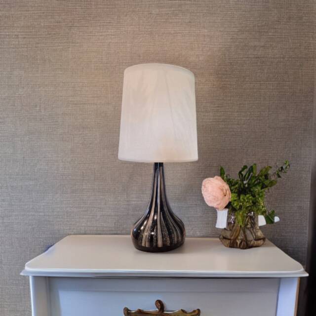 Hand Painted Touch Table Lamp Black & White Home Decor - image 1