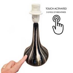 Hand Painted Touch Table Lamp Black & White Home Decor - thumbnail 3