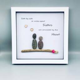 Sister Pebble Art Picture Frame, People Unique Gift Birthday Present, Christmas Gift For Her, Wall Decor, Home Decor - thumbnail 2