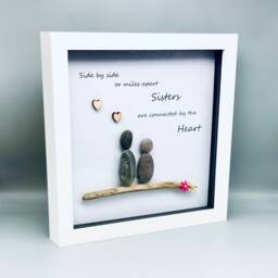 Sister Pebble Art Picture Frame, People Unique Gift Birthday Present, Christmas Gift For Her, Wall Decor, Home Decor - thumbnail 3