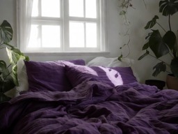 Violet Linen Bedding Set Rustic Duvet Cover & 2 Pillowcases Soft Medium Weight Bedding, Stonewashed Comfort - thumbnail 1