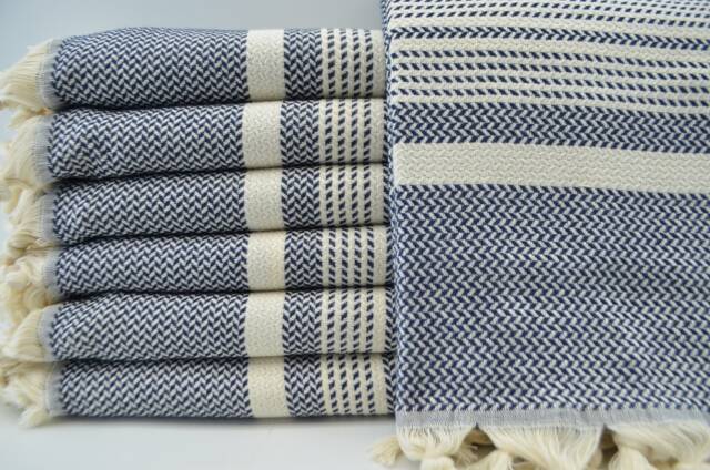 "Dark Navy Towel, Organic Towel, Peshtemal, Beach Towel, 40""x70" - image 1