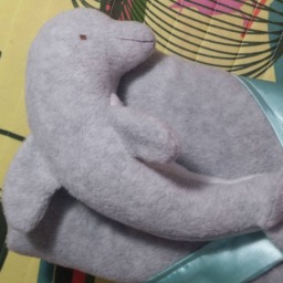 Gray Dolphin Lovey Blanket Handmade Fleece & Satin Security Blanket - thumbnail 4