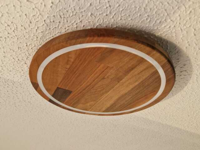 Flush Mount Ceiling Bathroom Light Fixture, Solid Walnut Wood, Warm White Led Dimmable - image 1