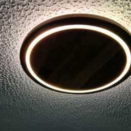 Flush Mount Ceiling Bathroom Light Fixture, Solid Walnut Wood, Warm White Led Dimmable - thumbnail 3