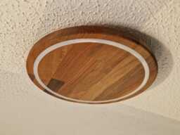Flush Mount Ceiling Bathroom Light Fixture, Solid Walnut Wood, Warm White Led Dimmable - thumbnail 1