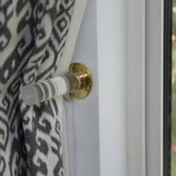 Clear Curtain Tie Backs - Pair - Brass & Lucite Tieback Modern Back - thumbnail 3