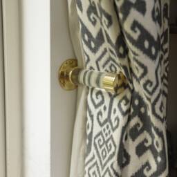 Clear Curtain Tie Backs - Pair - Brass & Lucite Tieback Modern Back - thumbnail 2