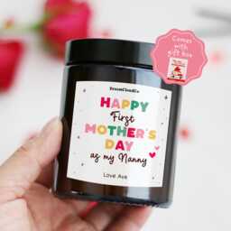 First Mother's Day Gift For Nanny Gran From Bump Baby - Personalized Candle Present Grandma - thumbnail 1