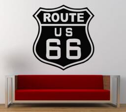 Route 66 Road Sign Wall Graphic Decal Sticker Vinyl Mural Leaving Bedroom Room Home Decor Free Shipping L276 - thumbnail 1
