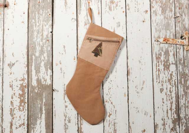 Repurposed & Upcycled Canvas Pants Christmas Stocking - Hunter, Farmer Contractor Or Outdoor Lover - image 1