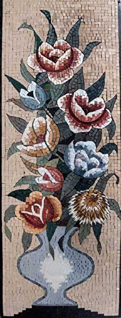 The Pot Of Roses Mosaic Art