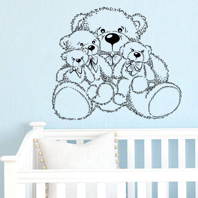 Teddy Bear Family Wall Decal Nursery Decor Sticker 4191 - image 1