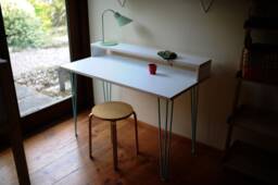 Birch Plywood Desk With Monitor Stand, Hairpin Legs, Mid-Century Scandinavian Home Office