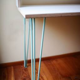 Birch Plywood Desk With Monitor Stand, Hairpin Legs, Mid-Century Scandinavian Home Office - thumbnail 3