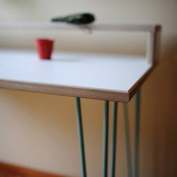 Birch Plywood Desk With Monitor Stand, Hairpin Legs, Mid-Century Scandinavian Home Office - thumbnail 2