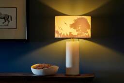 Handmade Ceramic Table Lamp Farm View Lampshade, Rustic Home Decor