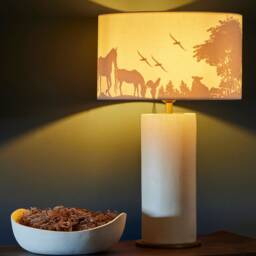 Handmade Ceramic Table Lamp Farm View Lampshade, Rustic Home Decor - thumbnail 2