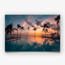 Palm Tree Sunset Photography Print - Tropical Ocean Wall Art Poster Seaside Home Decor - thumbnail 3