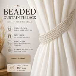 Beaded Curtain Tieback - Elegant Textured Drapery Holdback Subtle Shine Tie Neutral Home Decor 6 Colors