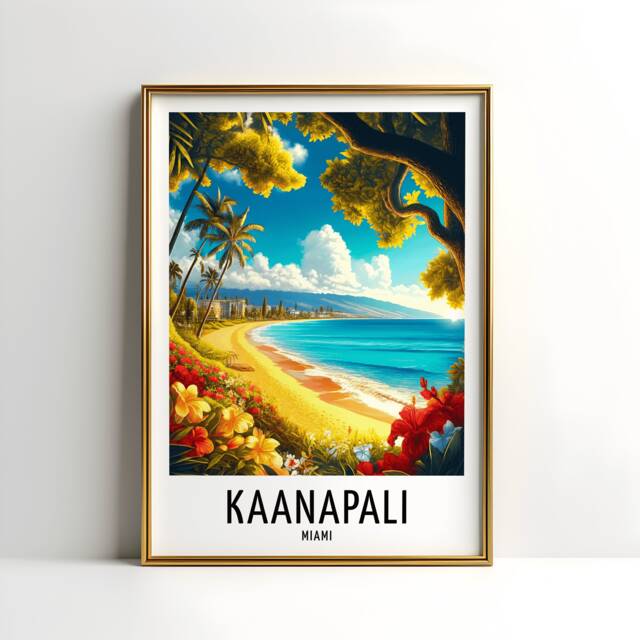Kaanapali Travel Print - Hawaii Watercolour Poster Design - Wall Artwork Holiday Gifts Home Decor Art Gift Maui Island Painting - image 1