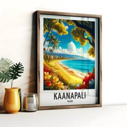 Kaanapali Travel Print - Hawaii Watercolour Poster Design - Wall Artwork Holiday Gifts Home Decor Art Gift Maui Island Painting - thumbnail 3
