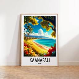 Kaanapali Travel Print - Hawaii Watercolour Poster Design - Wall Artwork Holiday Gifts Home Decor Art Gift Maui Island Painting - thumbnail 2