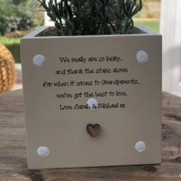 Grandparents Personalised Flower/Plant Pot Grandad Gift Shabby Chic Style. Nana Grandad Nanny Or Any Name You Require. Christmas Birthday - thumbnail 2