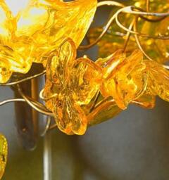 Handmade Resin Flower Bouquet Wall Light - Yellow Orange Bedside Lamp - thumbnail 4