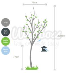 Tree With Bird House & Birds Wall Decal For Living Room Nature Sticker Vinyl Removable - thumbnail 2