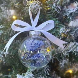 Personalized Baby's First Christmas Bauble 2023 Ornament With Ribbon - thumbnail 4