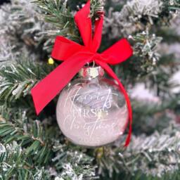 Personalized Baby's First Christmas Bauble 2023 Ornament With Ribbon - thumbnail 2