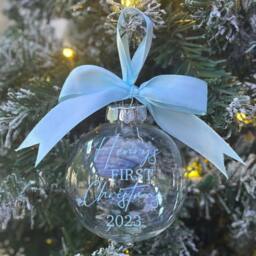 Personalized Baby's First Christmas Bauble 2023 Ornament With Ribbon - thumbnail 3